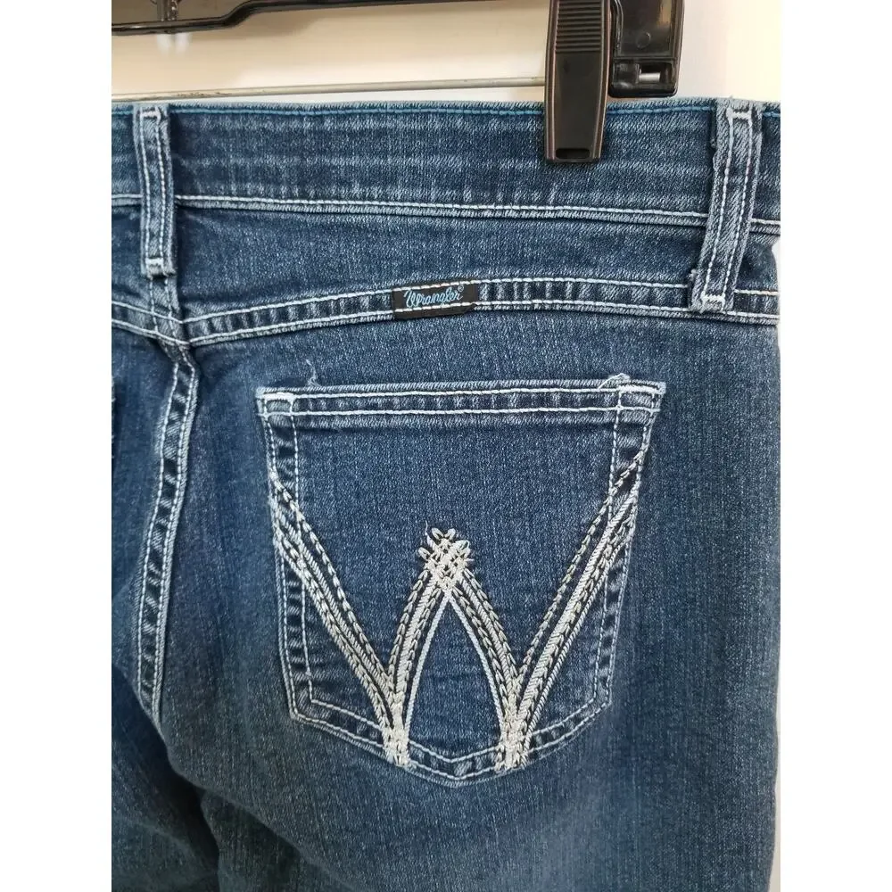 Wrangler Q-Baby WCV20MS Women's 11/12x32 Bootcut Med Wash Jeans No Gap Waistband